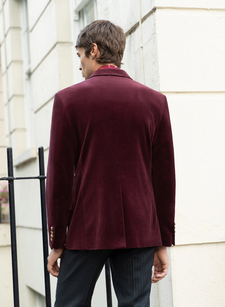Phix X The Beatles Burgundy Cotton Velvet Double-Breasted Blazer