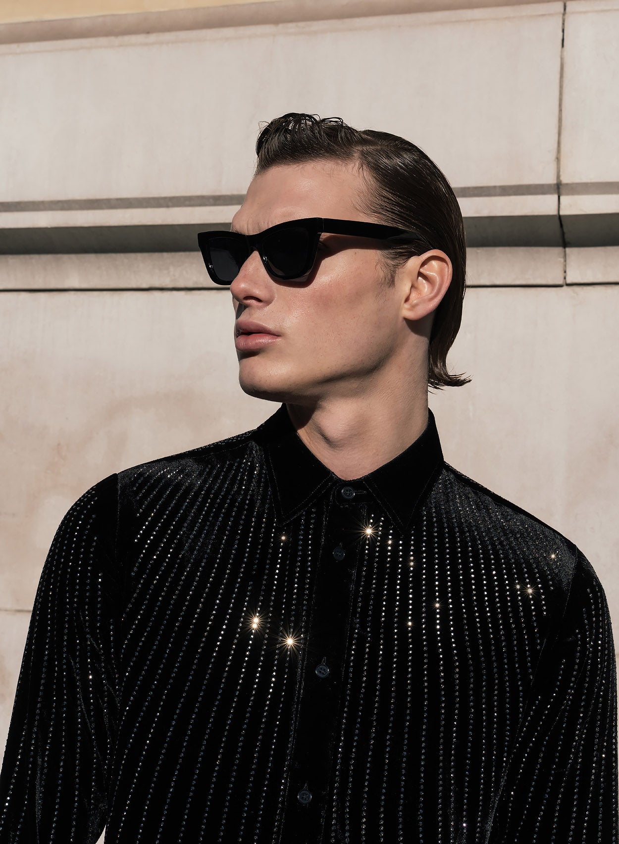 velvet dress shirt Black Silk Velvet Sequin Button Down Shirt ‐ Phix
