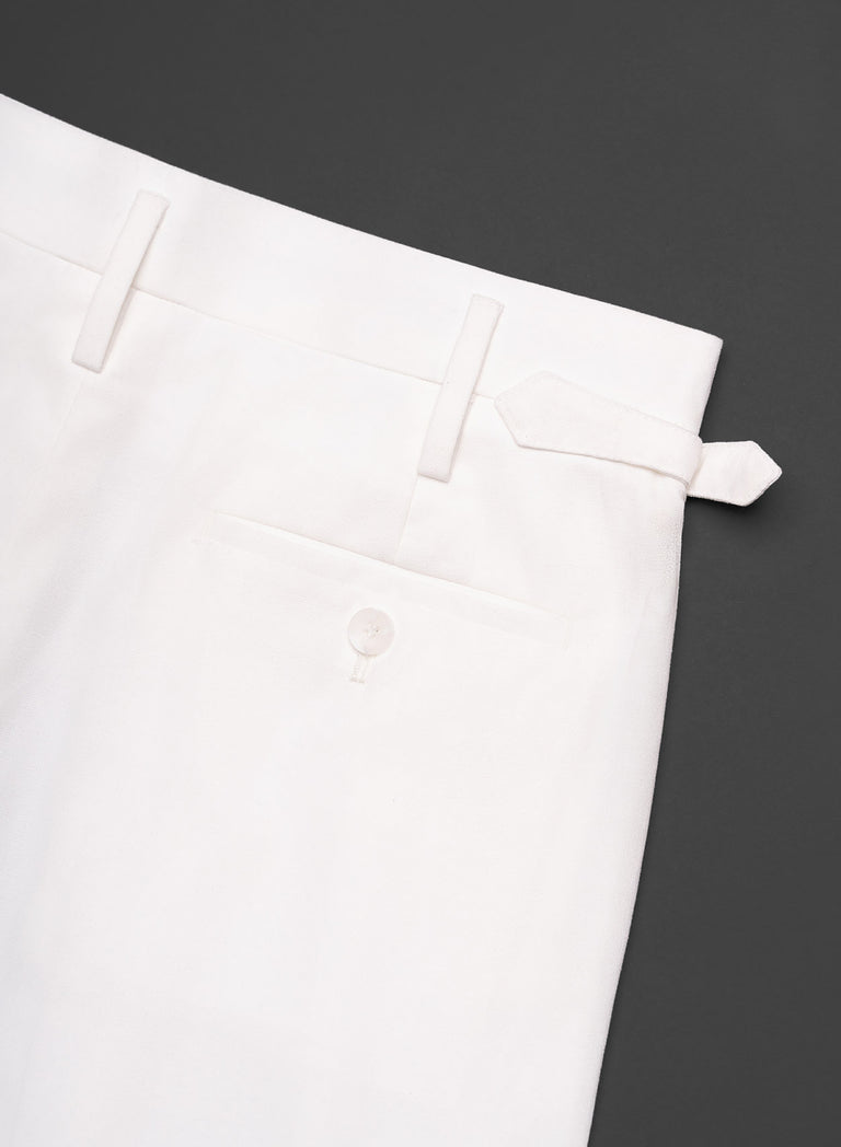 Off-White High Waisted Linen Side Buckle Flare Trousers