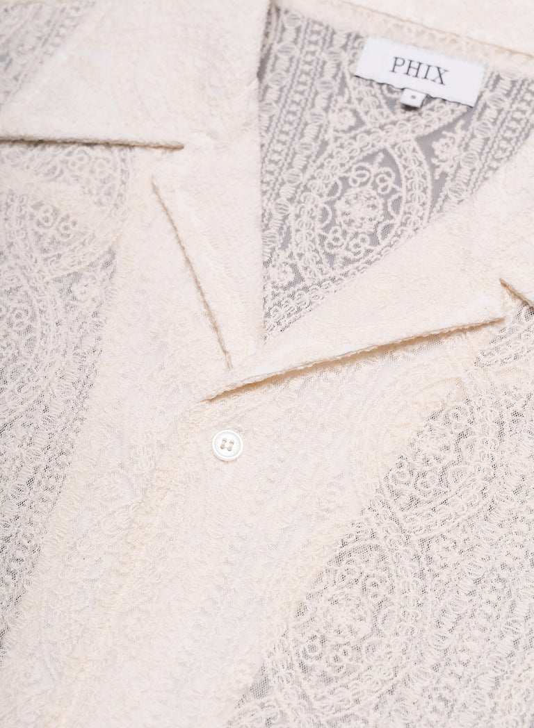 Western Ivory Lace Embroidery Short Sleeve Shirt