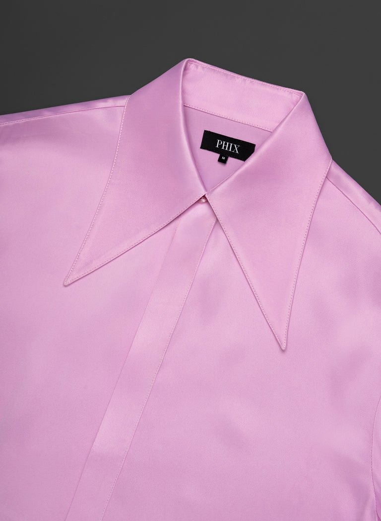 Pink Viscose Dagger Collar Shirt