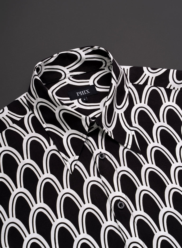 Black Art Deco Arch Geometric Viscose Shirt