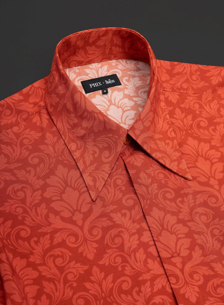 Phix X The Beatles Burnt Orange Floral Shirt