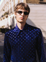 Phix X The Beatles Purple Velvet Metallic Dot Shirt