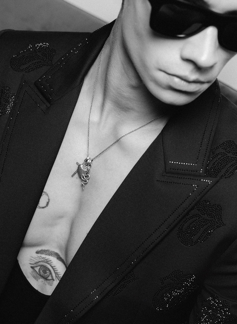 Phix X Rolling Stones Black Rhinestone Tongue Blazer