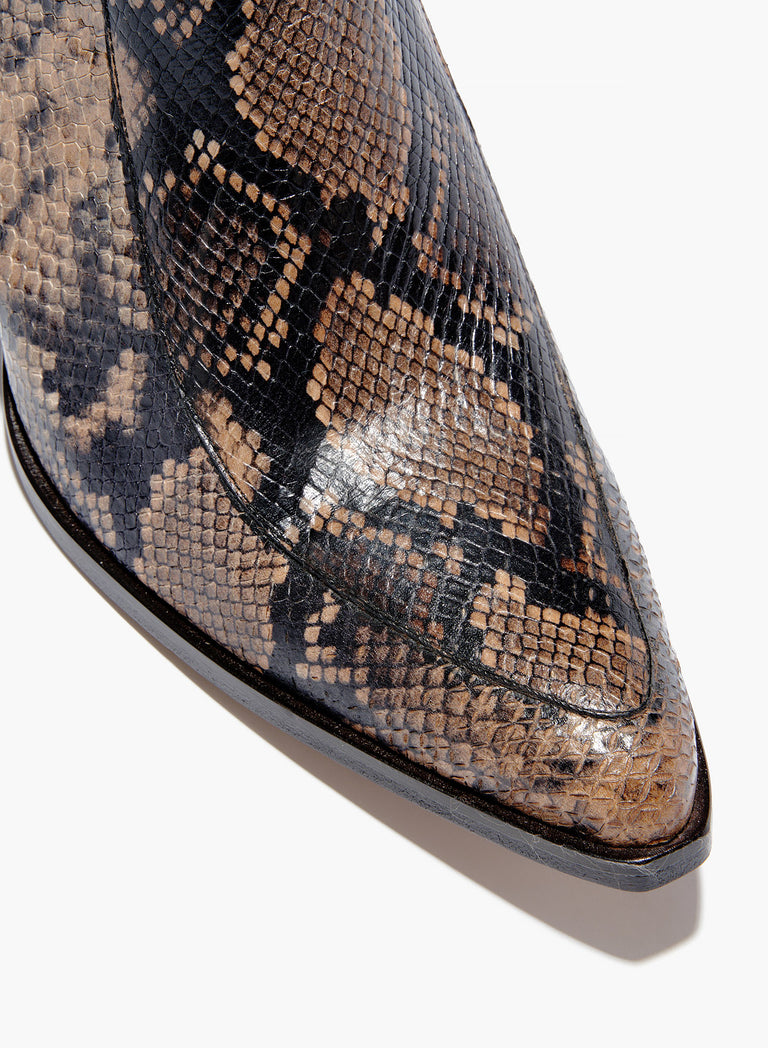 Soho 60mm Brown Snake Effect Leather Boots