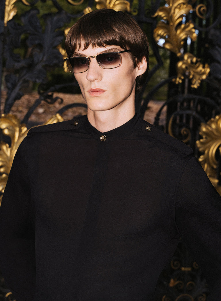 Phix X The Beatles Black Sheer Military Shirt