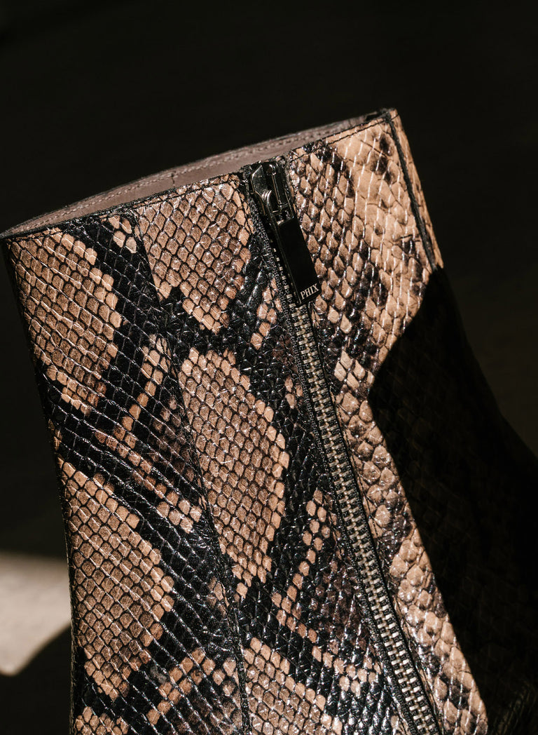 Soho 60mm Brown Snake Effect Leather Boots