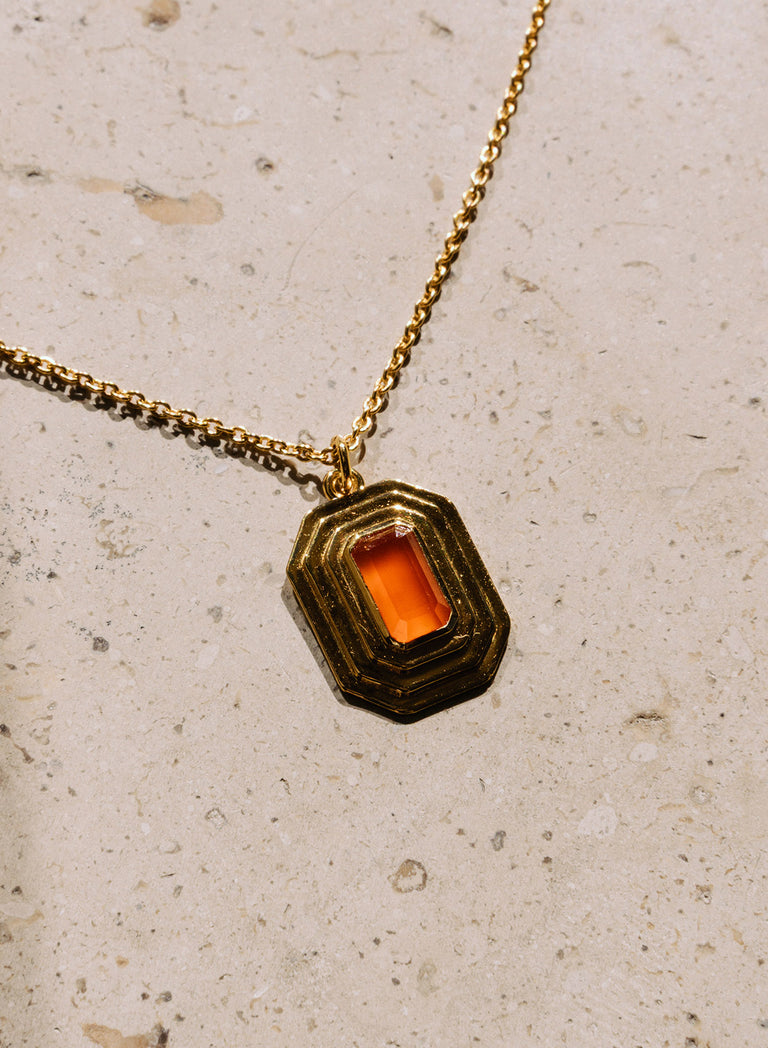 Gold Octagon Pendant Necklace