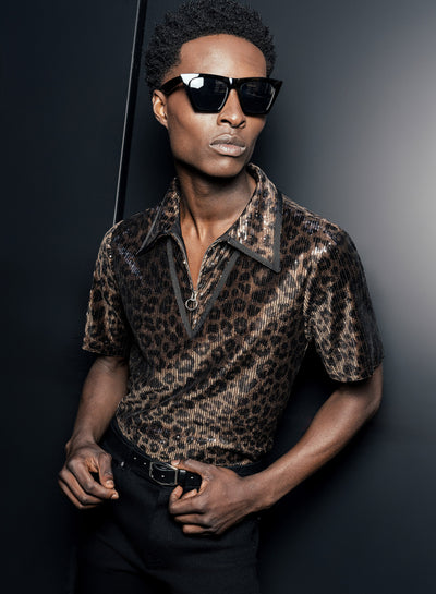 Leopard Sequin Carnaby Polo Shirt