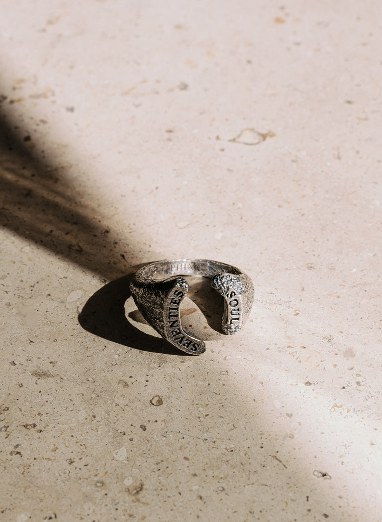 Silver Seventies Soul Textured Cuff Ring