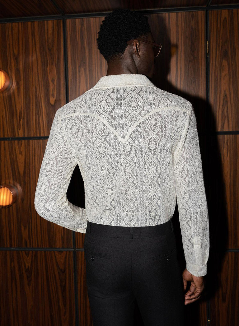 Western Ivory Lace Embroidery Shirt