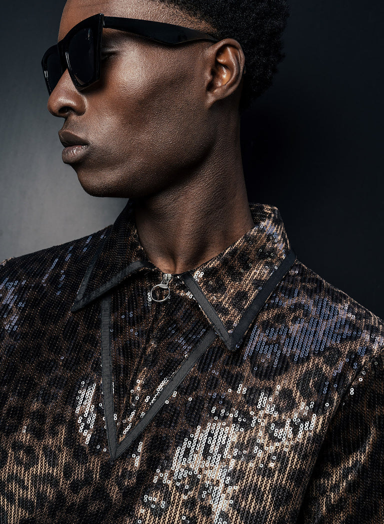 Leopard Sequin Carnaby Polo Shirt