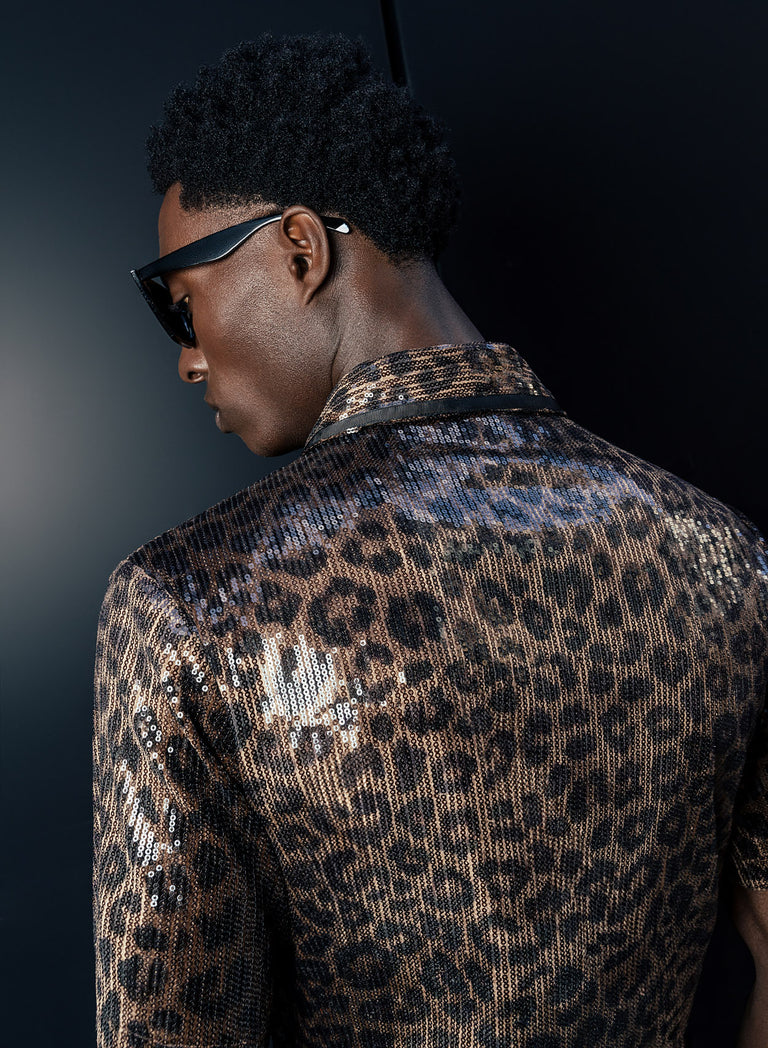 Leopard Sequin Carnaby Polo Shirt