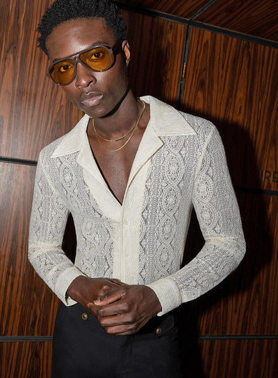 Western Ivory Lace Embroidery Shirt