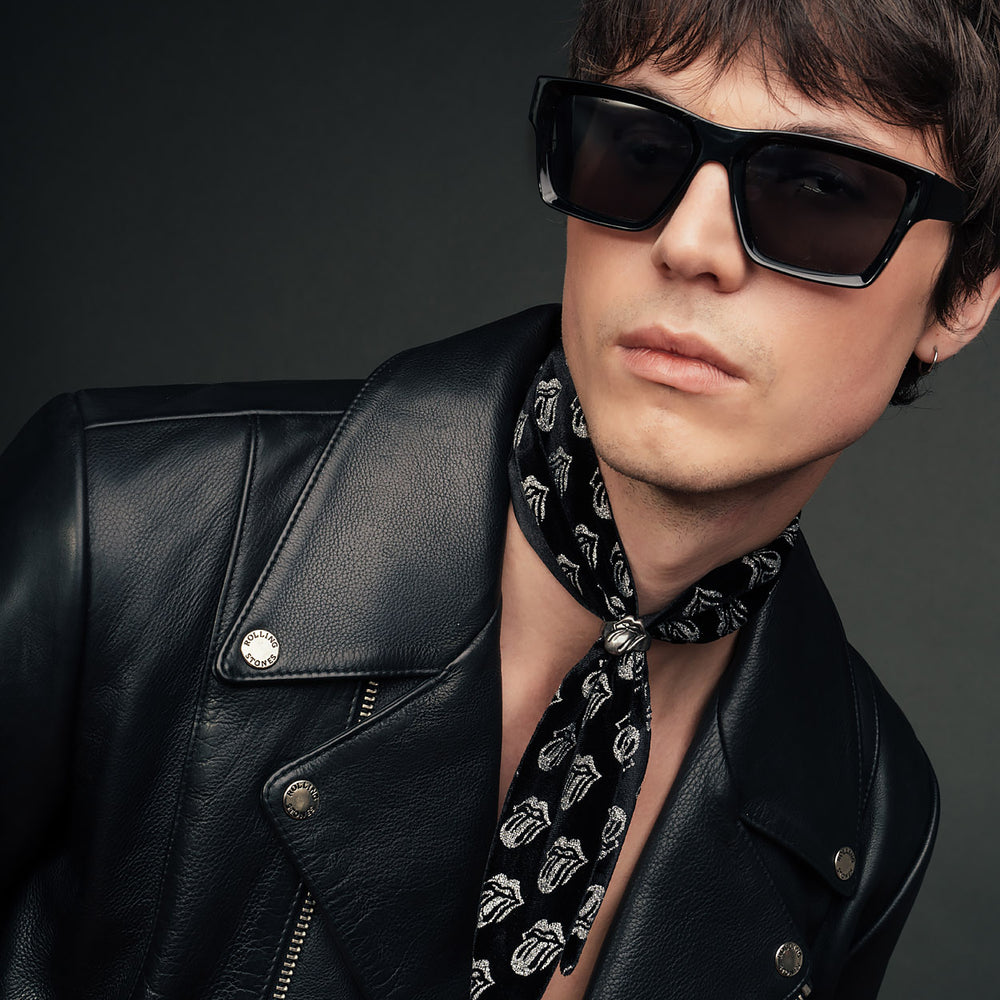 Phix X Rolling Stones Silver Logo Black Velvet Neck Scarf & Phix