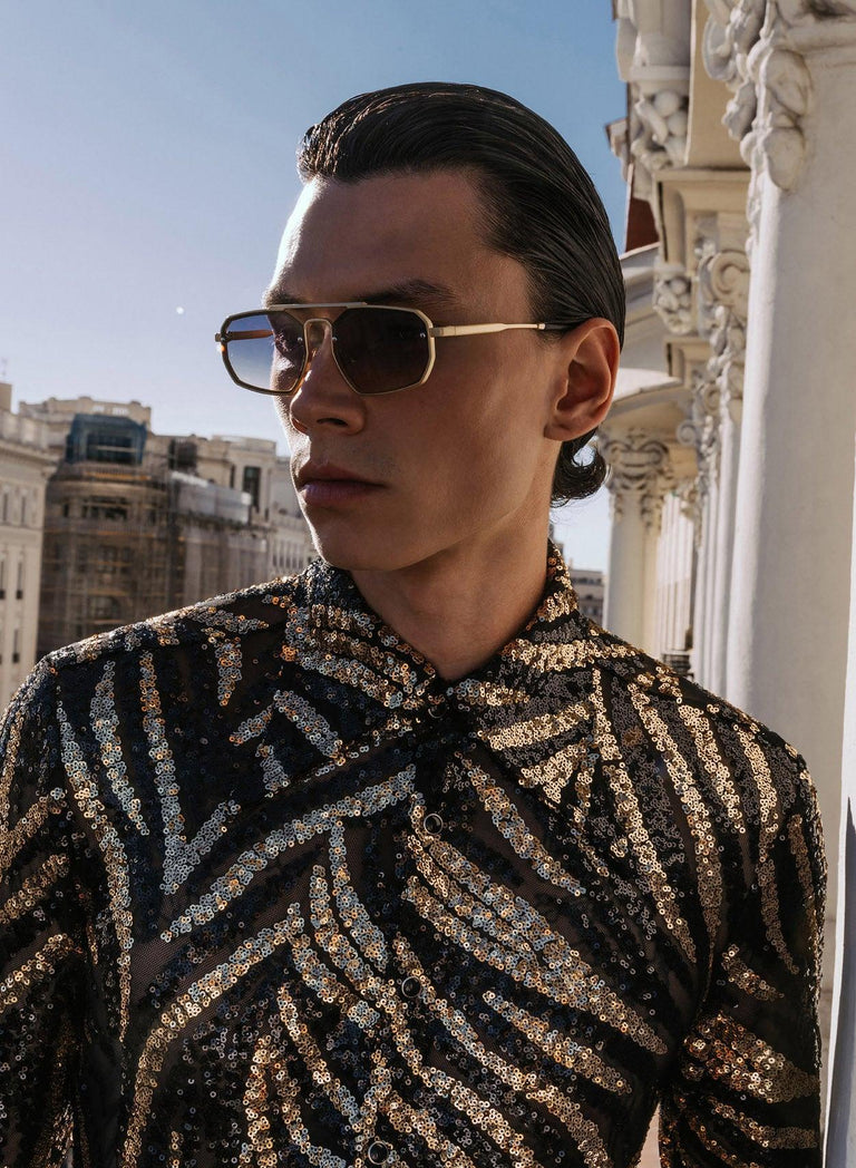 Black and Gold Zebra Sequin Embellished Shirt