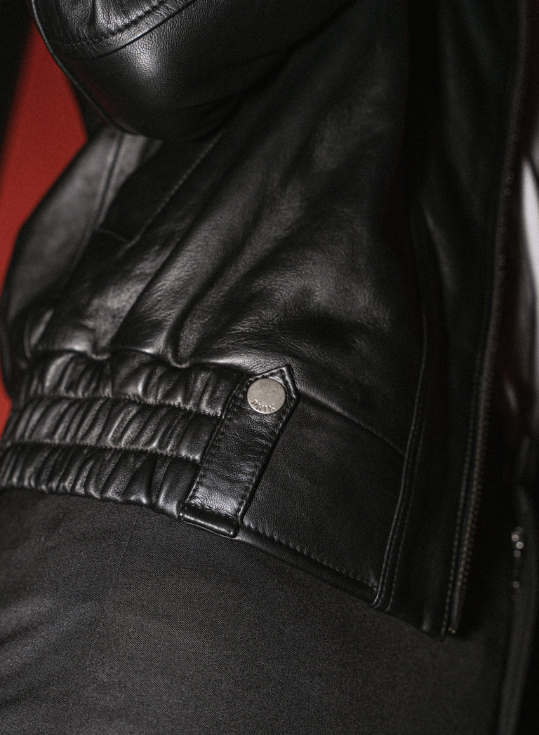 Black Cropped Dagger Collar Leather Jacket