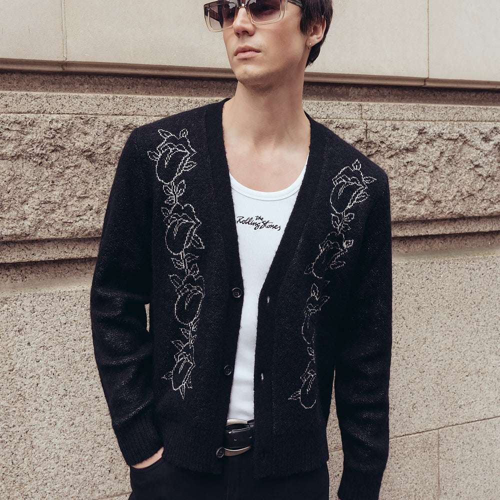 Phix X Rolling Stones Black Mohair & Wool Cardigan & Phix