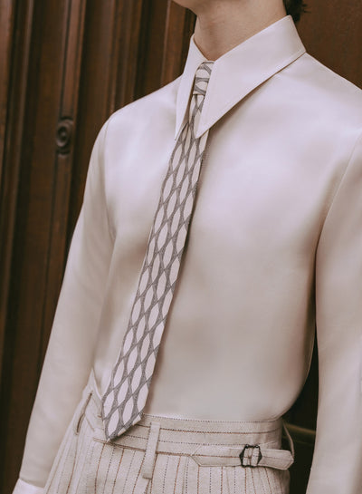 Pure Silk Pearl Geometric 70's Tie