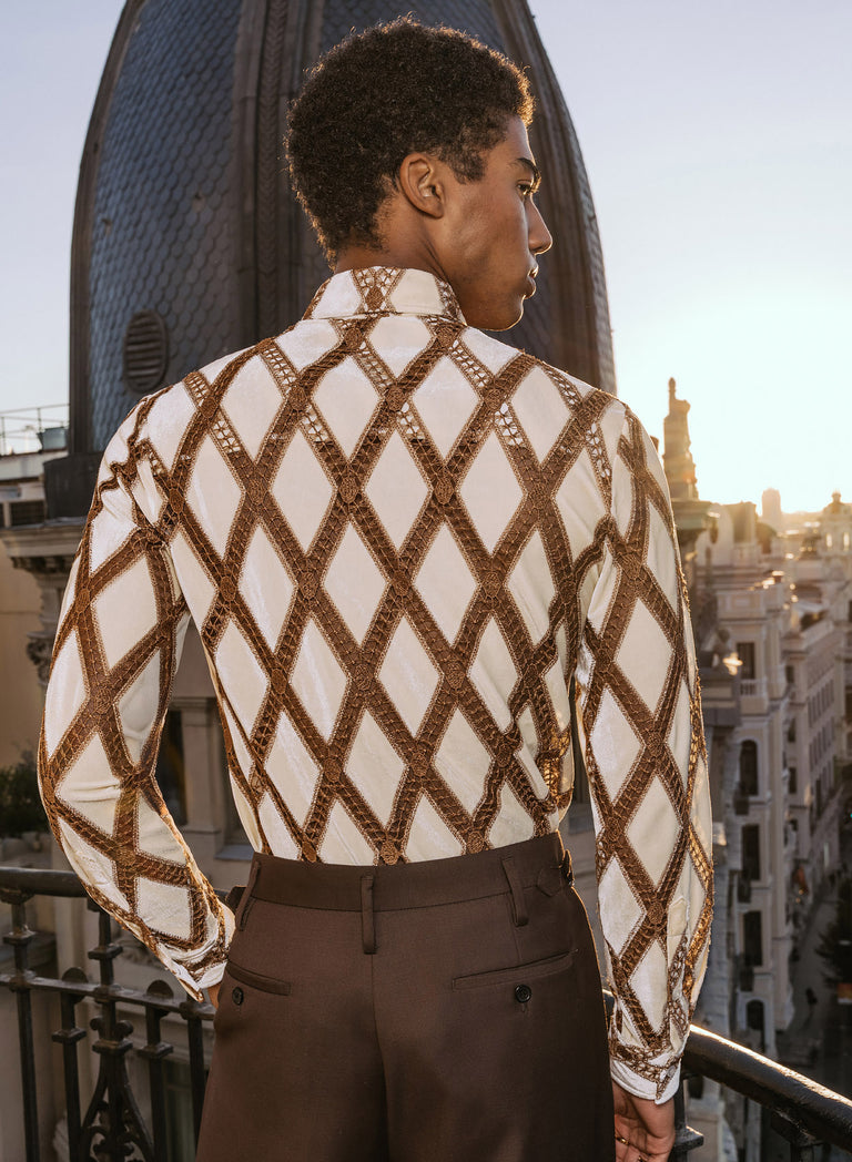 Velvet Lace Geometric Diamond Shirt