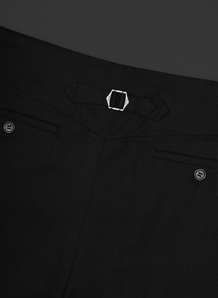 Black Pleated No Waistband Flare Trouser