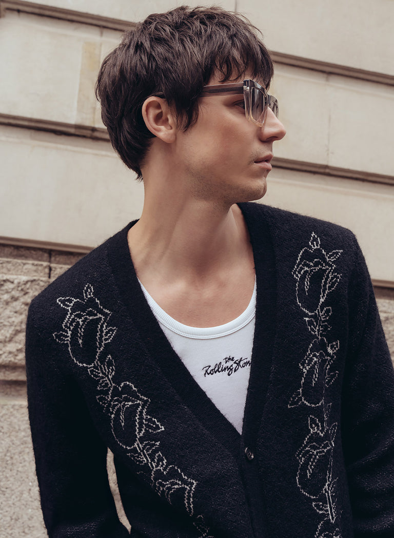 Phix X Rolling Stones Black Mohair & Wool Cardigan