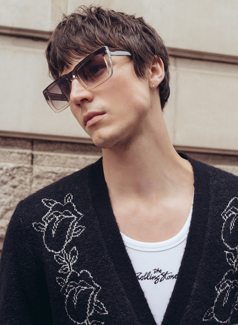 Phix X Rolling Stones Black Mohair & Wool Cardigan