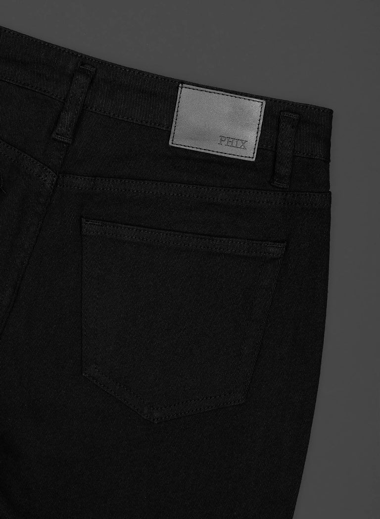 O-Ring Zip Black Denim Flare Jeans