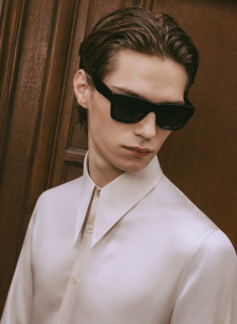 Ivory Spear Collar Silk Viscose Shirt