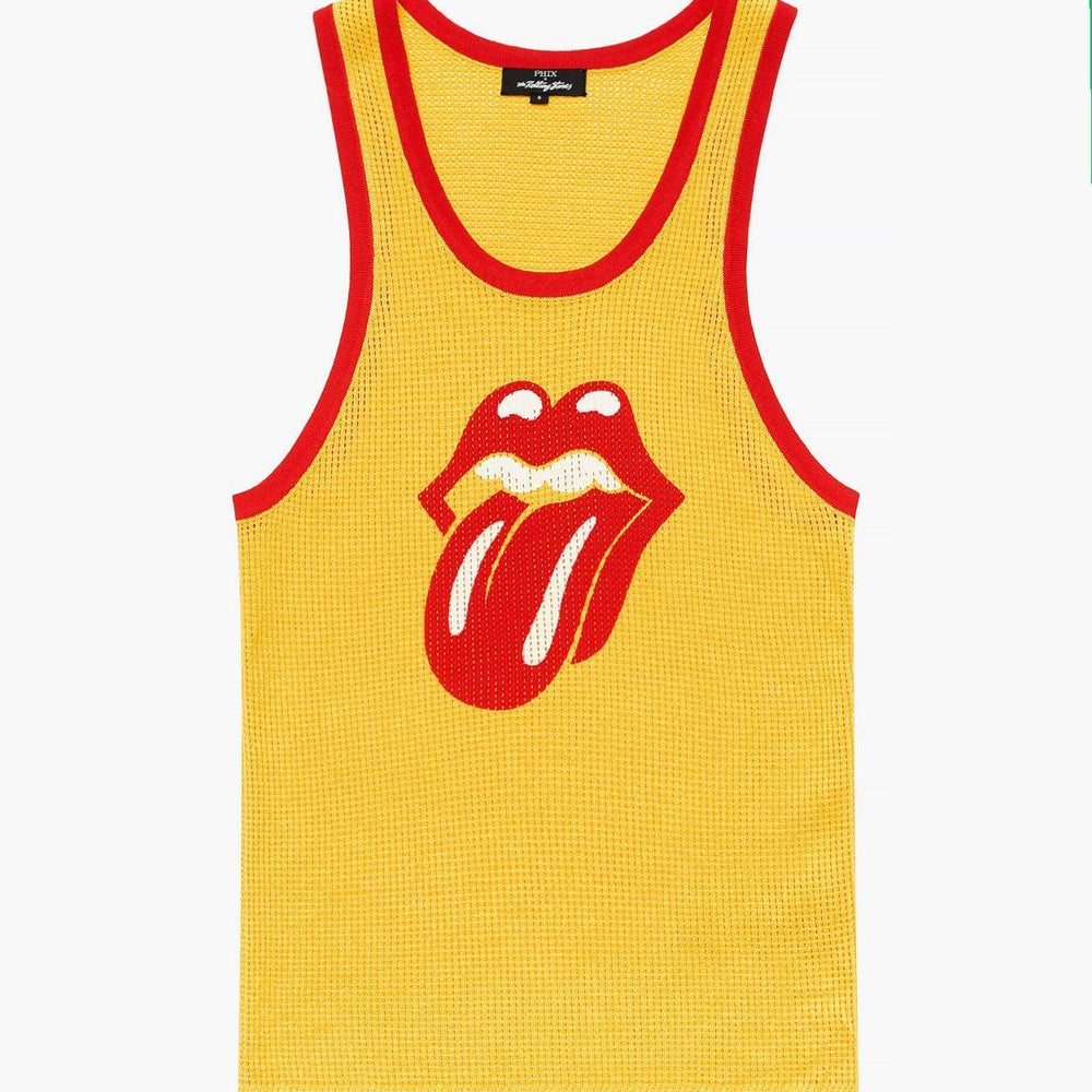 Phix X Rolling Stones Yellow Ribbed Tongue Logo Vest & Phix