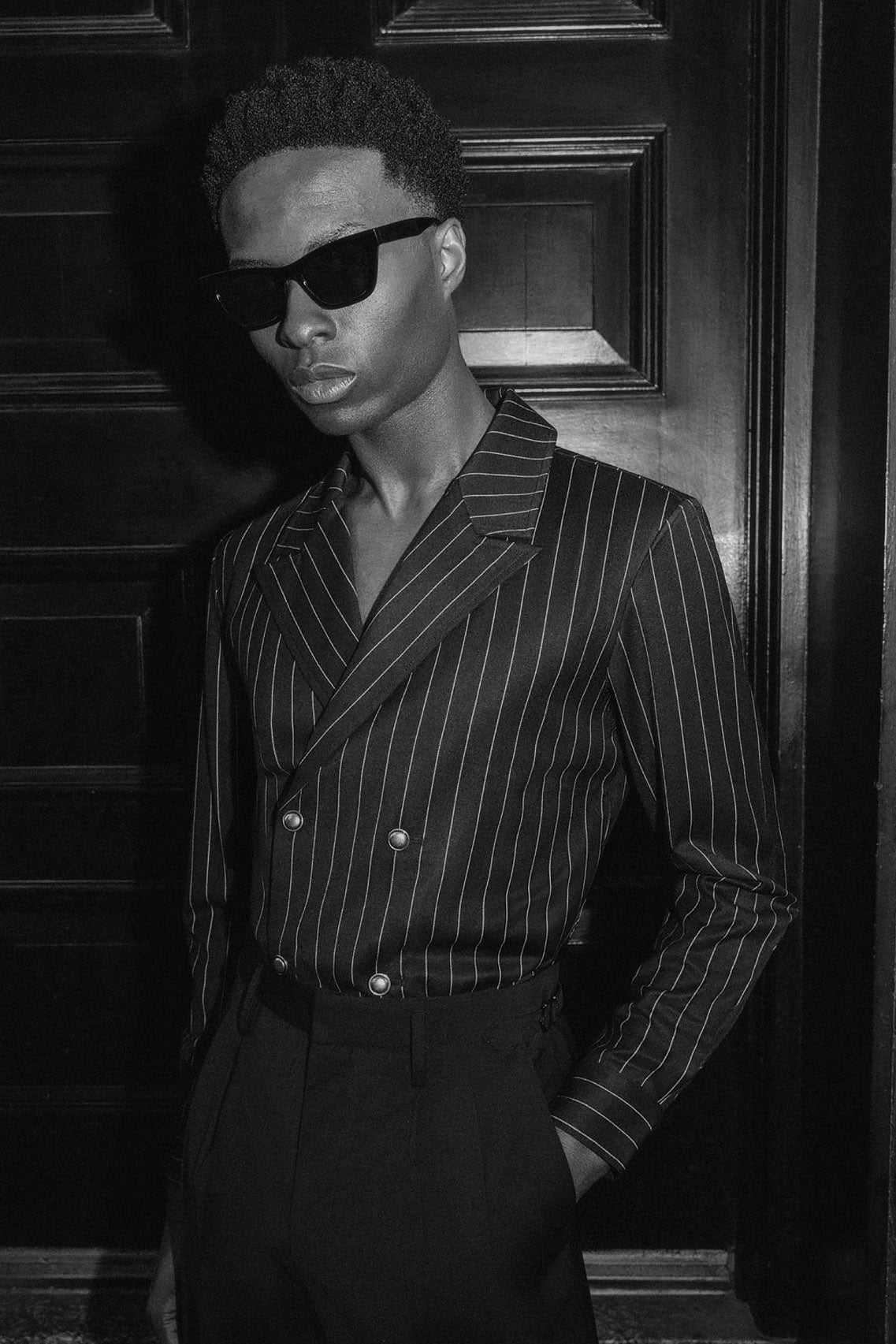 Phix Men's Black Double Breasted Pinstripe Shirt In Size X-Small Phix Men's Black Double Breasted Pinstripe Shirt In Size X-Small