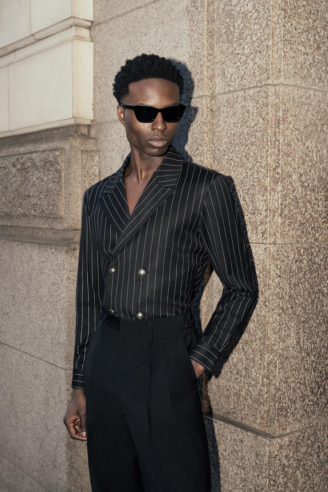 black patterned dress shirt Au Noir Shirts Caprice Black