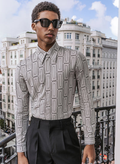 White 70's Geometric Viscose Shirt