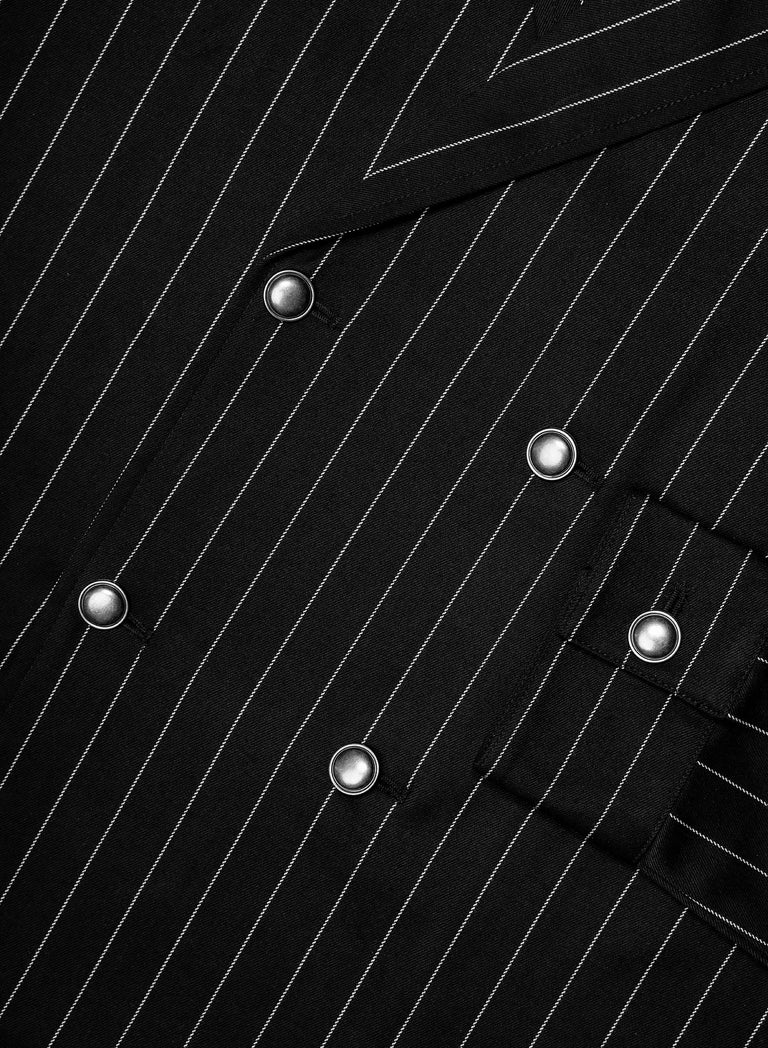 Black Double Breasted Pinstripe Shirt