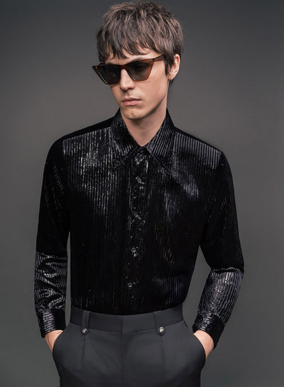 Black Velvet Pinstripe Shirt