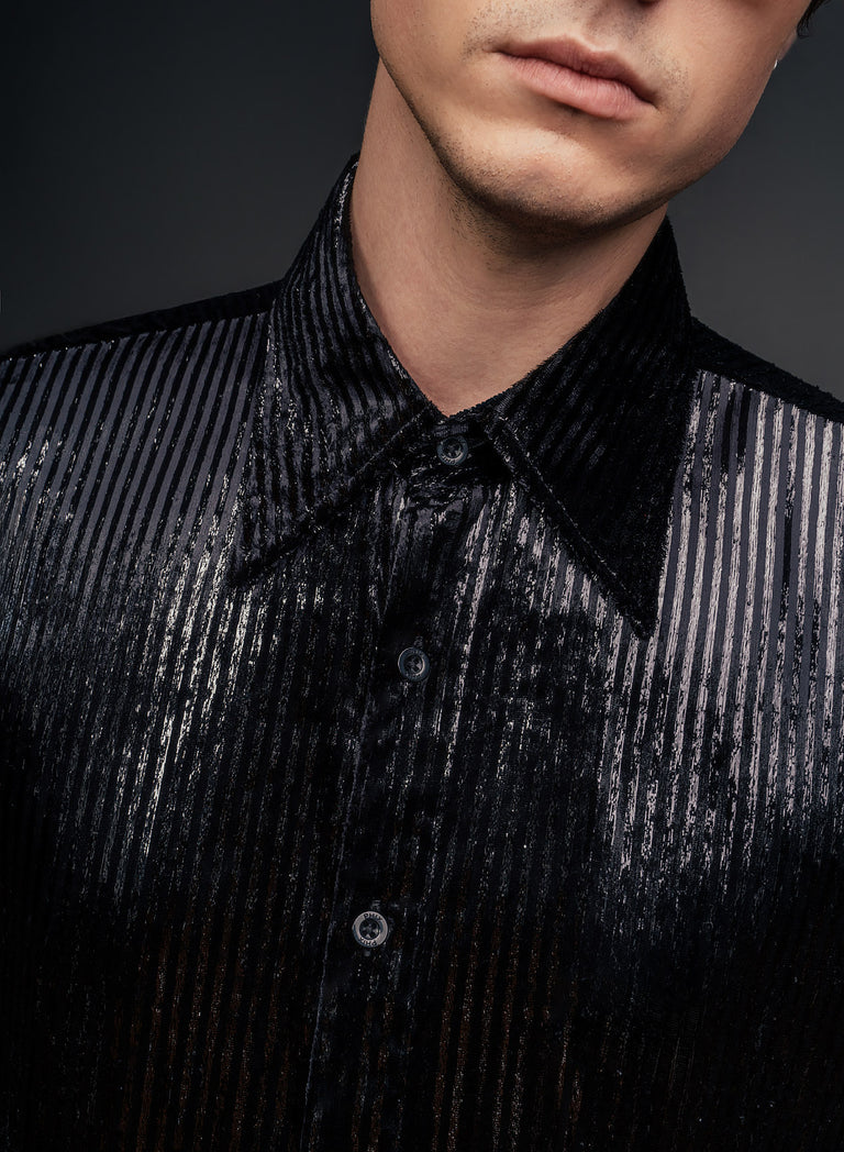 Black Velvet Pinstripe Shirt