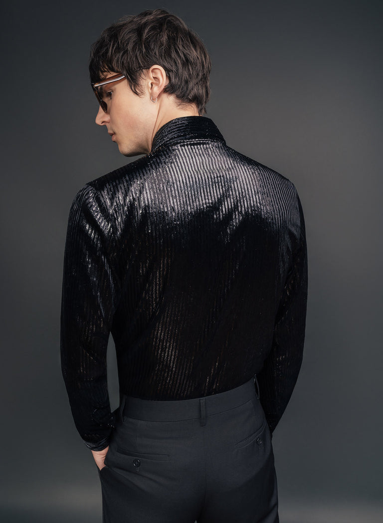 Black Velvet Pinstripe Shirt