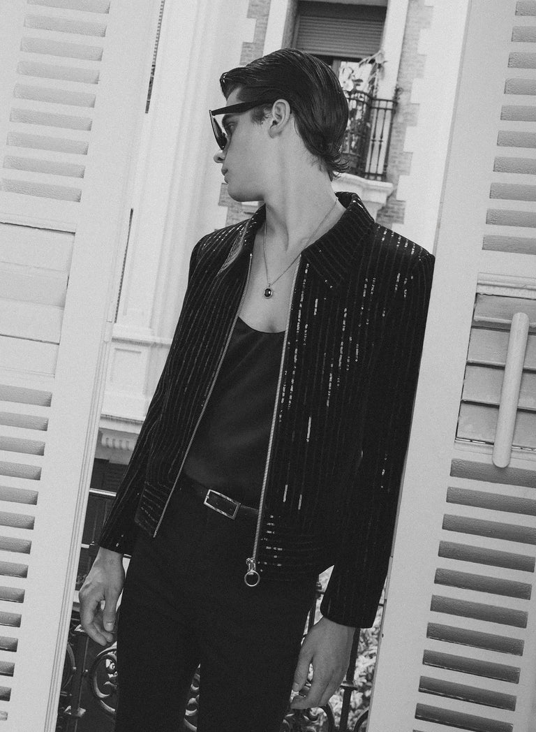 Black Velvet Sequin Pinstripe Jacket
