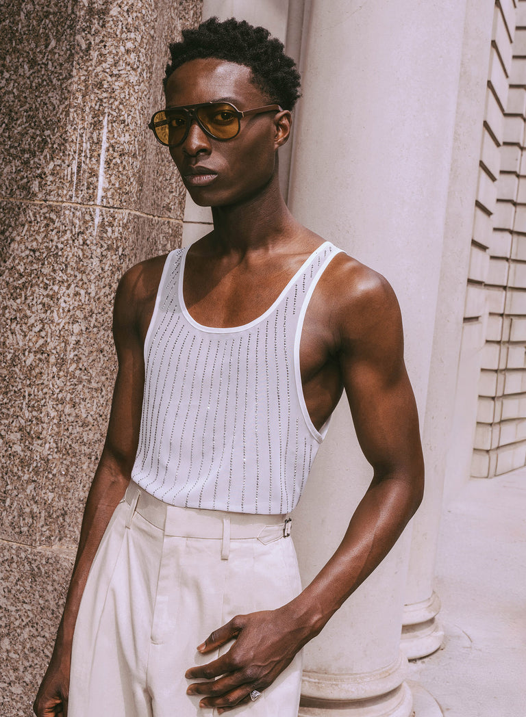 White Chiffon Sequin Vest