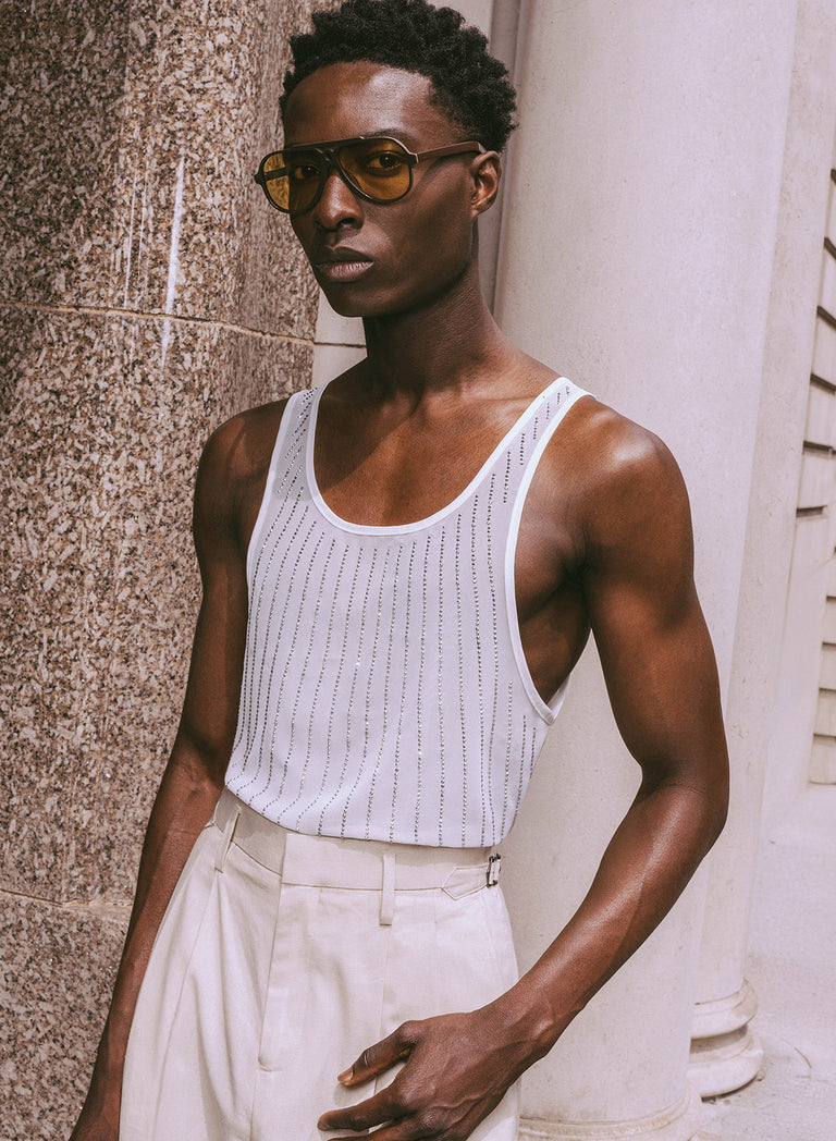 White Chiffon Sequin Vest