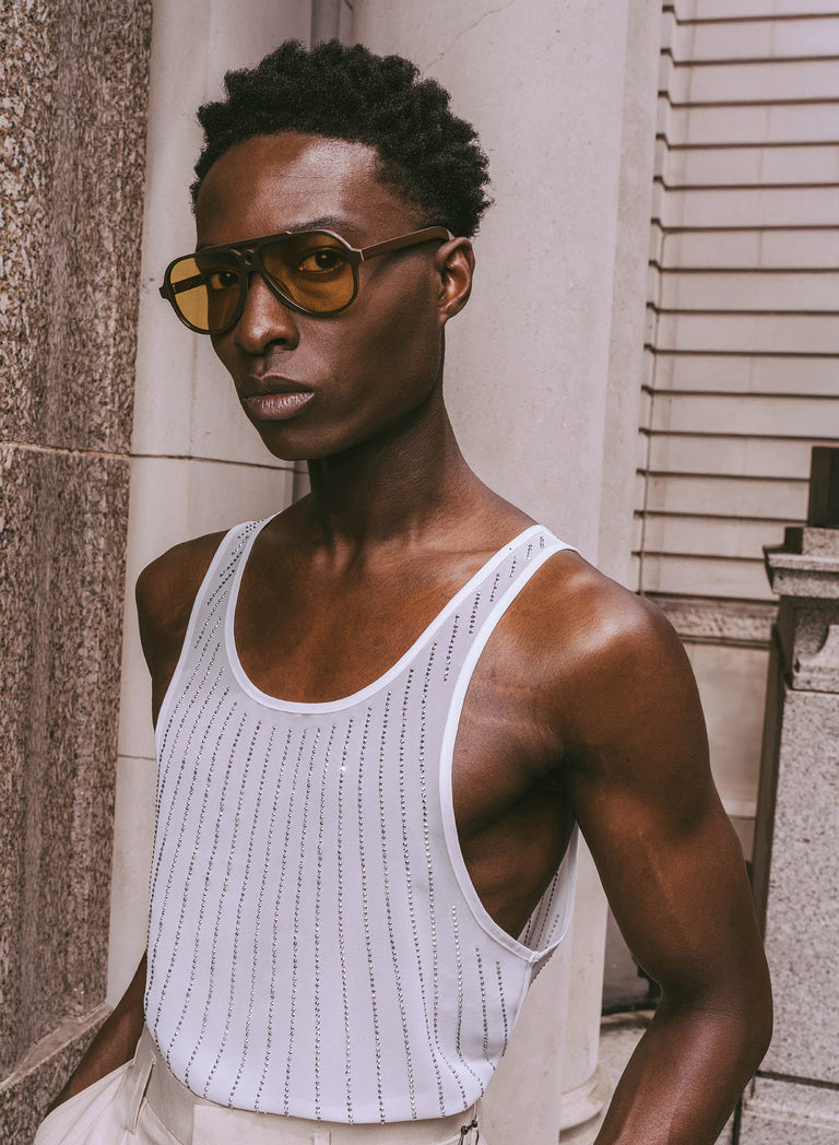 White Chiffon Sequin Vest