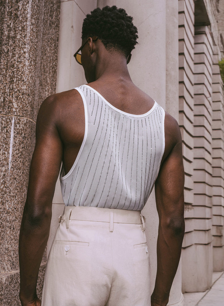White Chiffon Sequin Vest