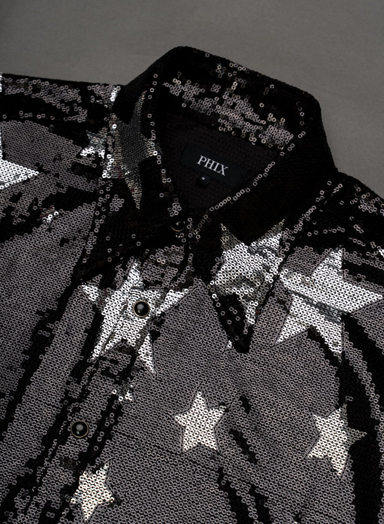 Black Star Sequin Embellished Shirt