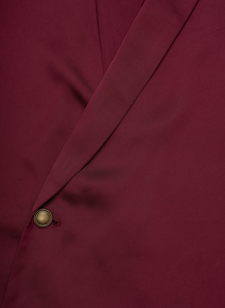 Pure Viscose Burgundy Shawl Collar Shirt