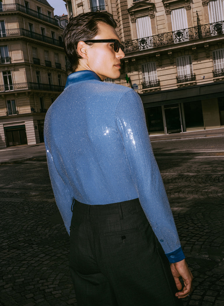 Azure Embellished Sequin Shirt