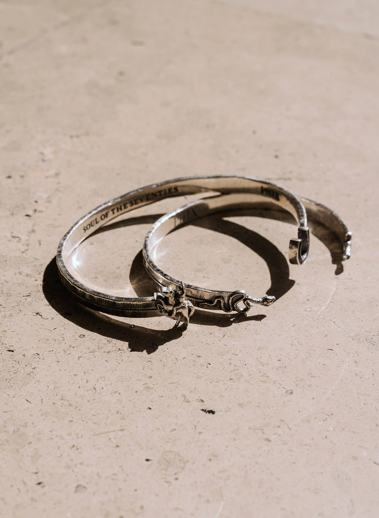 Silver Cowgirl & Horseshoe Cuff Bangle