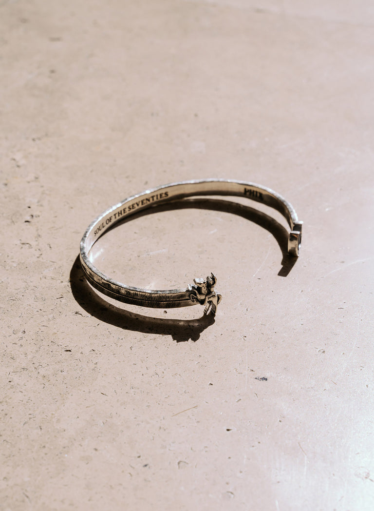 Silver Cowgirl & Horseshoe Cuff Bangle