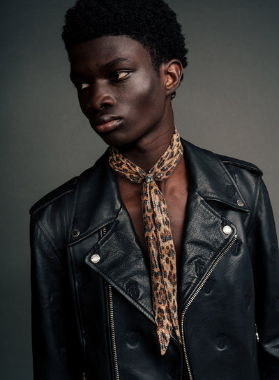 Phix X Rolling Stones Brown Leopard Print Sequin Scarf