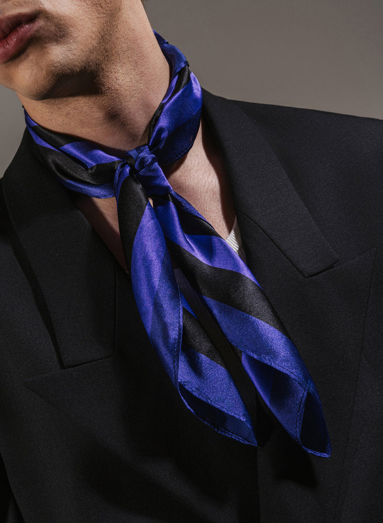 Purple & Black Stripe Silk Scarf